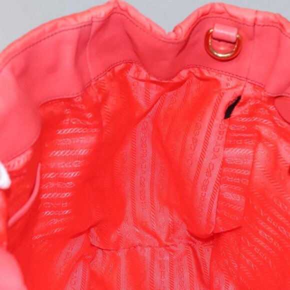 PRADA Hand Bag Nylon 2way Orange Gold Auth 115130 - Picture 11 of 16